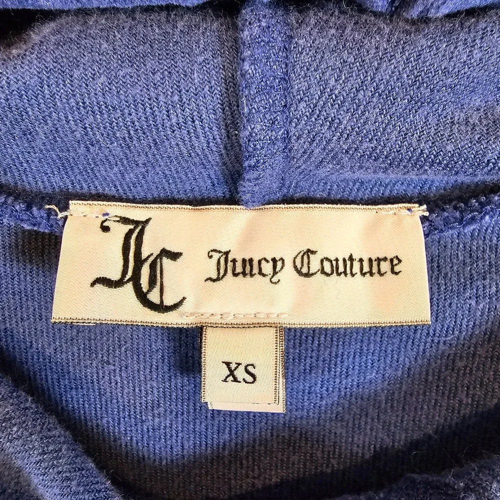 Juicy Couture Purple Velour Cropped Hoodie‎ Graphic Logo Sweatshirt Womens XS